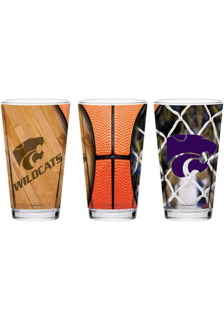 Purple K-State Wildcats 16oz Basketball Pint Glass