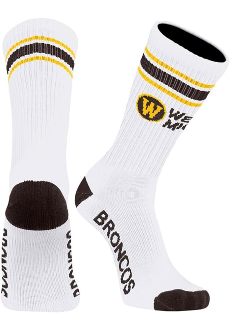 Throwback Western Michigan Broncos Mens Crew Socks - Brown