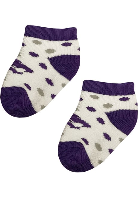 Polka Dot K-State Wildcats Baby Quarter Socks - Purple
