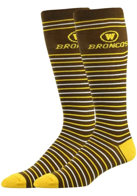 Stripe Western Michigan Broncos Mens Dress Socks - Brown