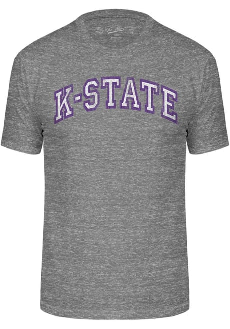 Grey K-State Wildcats Triblend Arch Name Short Sleeve Fashion T Shirt