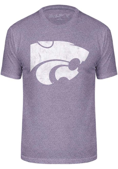 Purple K-State Wildcats Triblend Distressed Logo Short Sleeve Fashion T Shirt
