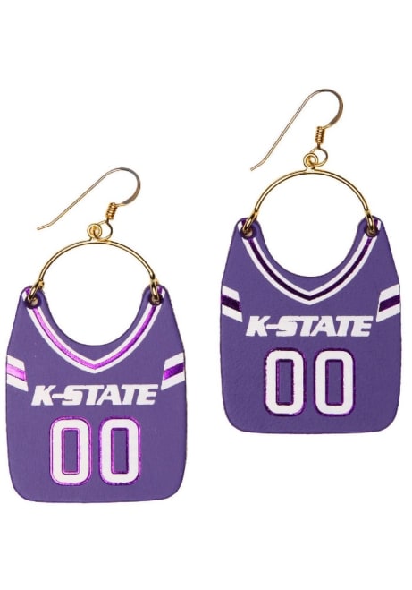 Football Jersey Charlie K-State Wildcats Womens Earrings - Purple