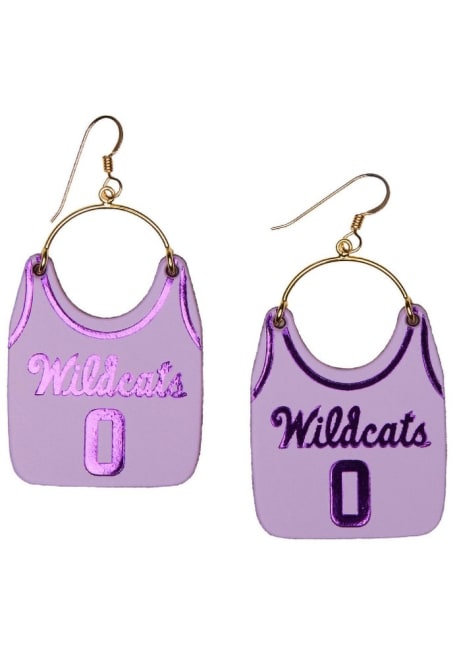 Basketball Jersey Charlie K-State Wildcats Womens Earrings - Lavender