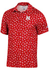 Main image for Mens Nebraska Cornhuskers Red Champion Tailgate Print Short Sleeve Polo Shirt