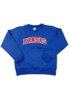 Main image for Kansas Jayhawks Youth Blue Arched Wordmark Long Sleeve Crew Sweatshirt