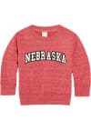 Main image for Youth Red Nebraska Cornhuskers Knobby Arch Wordmark Long Sleeve Crew Sweatshirt