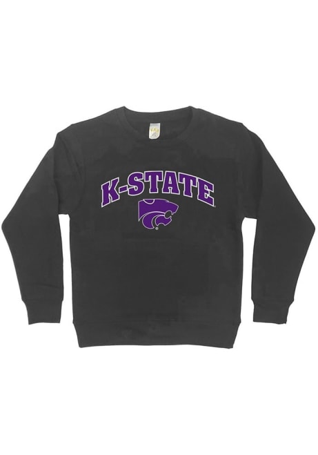 Toddler Black K-State Wildcats Knobby Arch Mascot Willie Long Sleeve Crew Sweatshirt