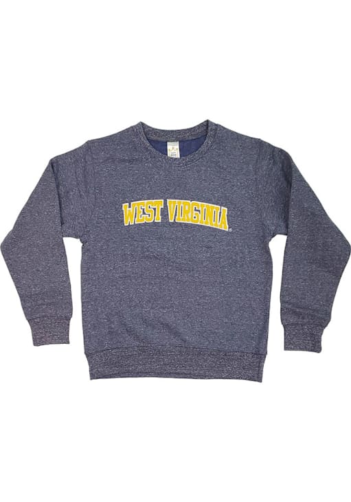 Little King West Virginia Mountaineers Youth NAVY Knobby Arch Crew