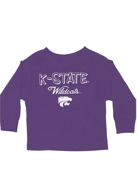 Toddler Purple K-State Wildcats Willie Block Script Long Sleeve T-Shirt