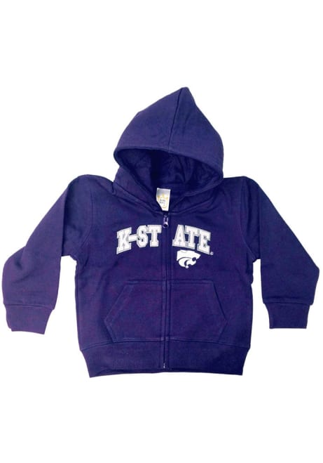 Toddler Purple K-State Wildcats Block Arch Mascot Long Sleeve Full Zip Sweatshirt