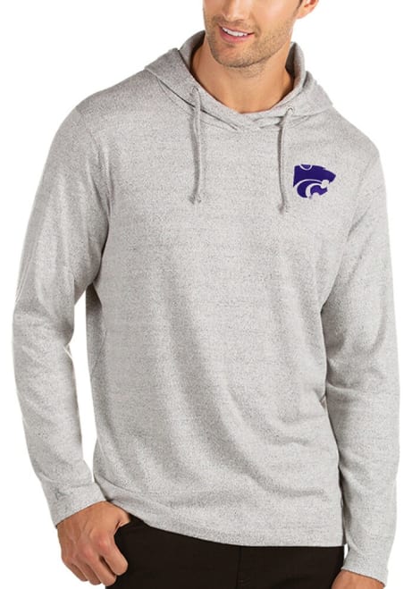 Mens K-State Wildcats Grey Antigua Launch Long Sleeve Fashion Hood