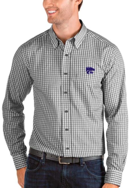 Mens K-State Wildcats Black Antigua Structure Long Sleeve Dress Shirt