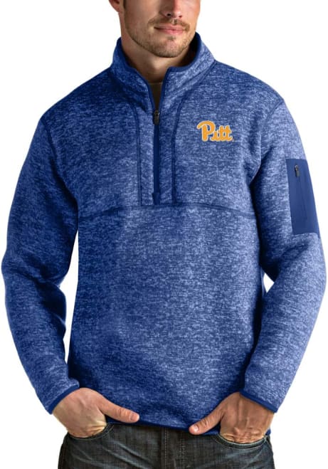 Mens Pitt Panthers Blue Antigua Fortune 1/4 Zip Pullover
