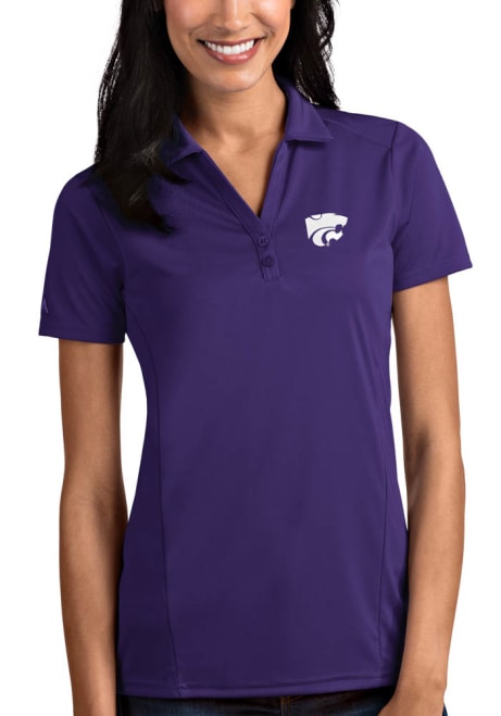 Womens K-State Wildcats Purple Antigua Power Cat Tribute Short Sleeve Polo Shirt