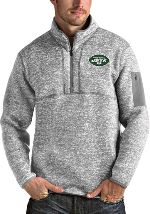 Antigua New York Jets Mens LIGHT GREY HEATHER Fortune Pullover