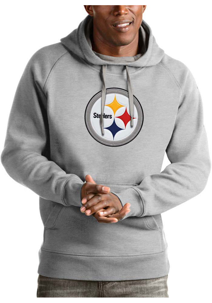 Antigua Pittsburgh Steelers Mens GREY Victory Hoodie - 32304735