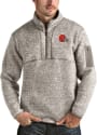 Cleveland Browns Antigua Fortune 1/4 Zip Pullover - Oatmeal