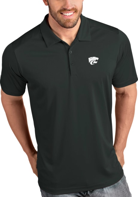 Mens K-State Wildcats Charcoal Antigua Tribute Short Sleeve Polo Shirt
