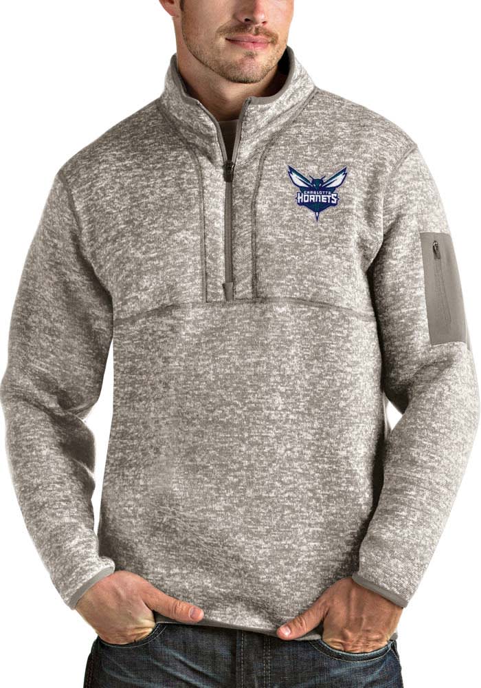 Antigua Charlotte Hornets Mens OATMEAL Fortune Pullover - 32308044