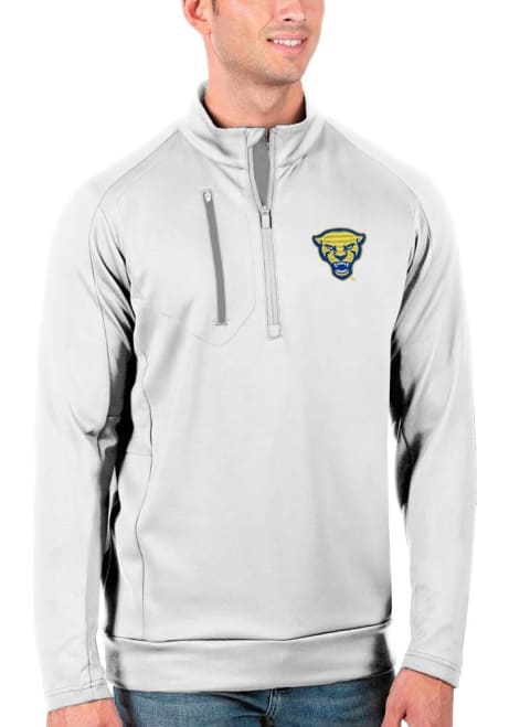 Mens Pitt Panthers White Antigua Generation Mascot Qtr Zip Pullover