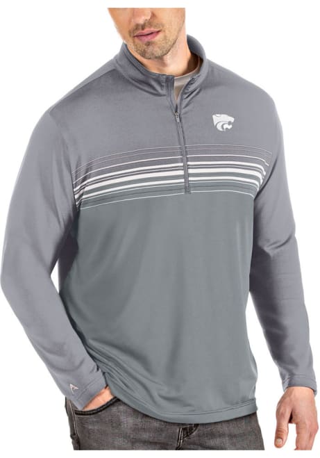 Mens K-State Wildcats Grey Antigua Pace 1/4 Zip Pullover