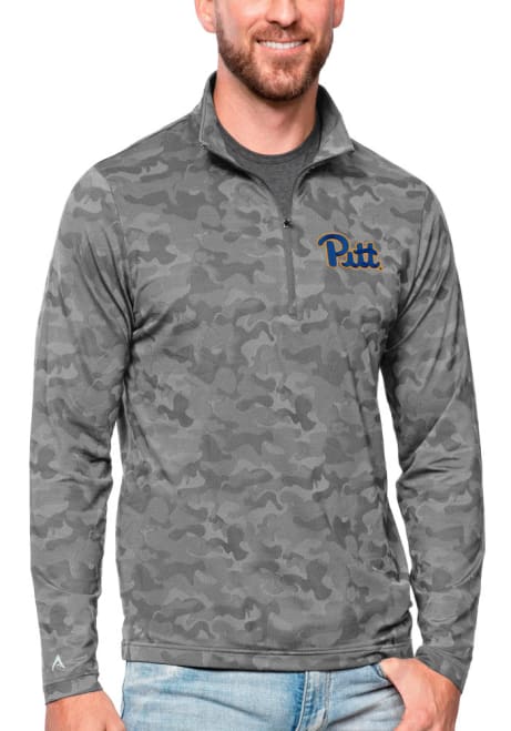 Mens Pitt Panthers Charcoal Antigua Brigade Qtr Zip Pullover