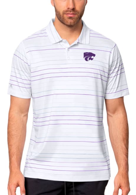 Mens K-State Wildcats White Antigua Ryder Short Sleeve Polo Shirt