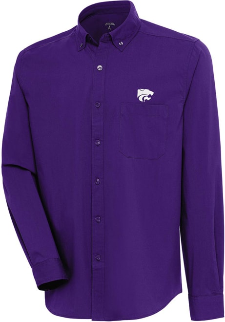 Mens K-State Wildcats Purple Antigua Flight Solid Long Sleeve Dress Shirt