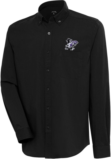 Mens K-State Wildcats Black Antigua Flight Solid Long Sleeve Dress Shirt