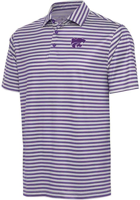 Mens K-State Wildcats Purple Antigua Turn Stripe Short Sleeve Polo Shirt