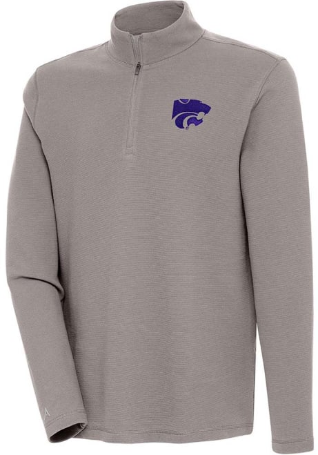 Mens K-State Wildcats Oatmeal Antigua Shore Bunker 1/4 Zip Pullover