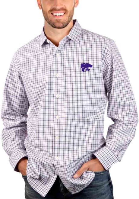 Mens K-State Wildcats Purple Antigua Tailgate Long Sleeve Dress Shirt