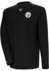 Main image for Antigua Pittsburgh Steelers Mens Black FLIER BUNKER Long Sleeve Crew Sweatshirt