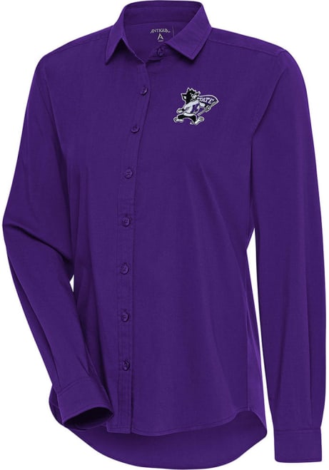 Womens K-State Wildcats Purple Antigua Flight Long Sleeve Dress Shirt