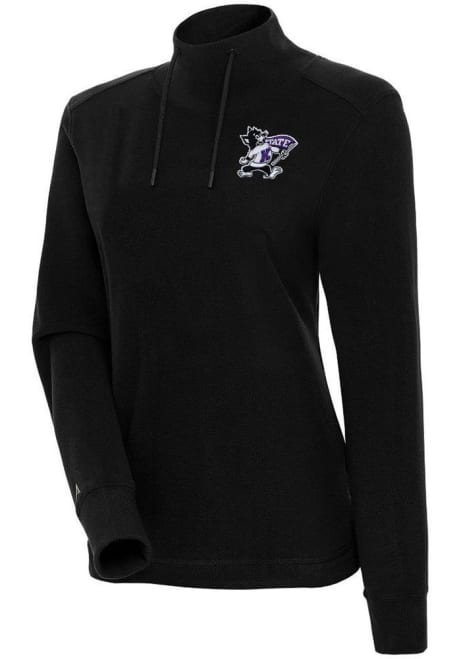 Womens K-State Wildcats Black Antigua Moment Mock Neck Crew Sweatshirt