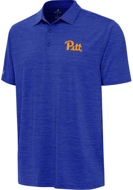 Mens Pitt Panthers Blue Antigua Layout Short Sleeve Polo Shirt