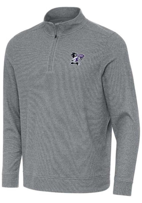 Mens K-State Wildcats Black Antigua Subtle Buffed Qtr Zip Pullover