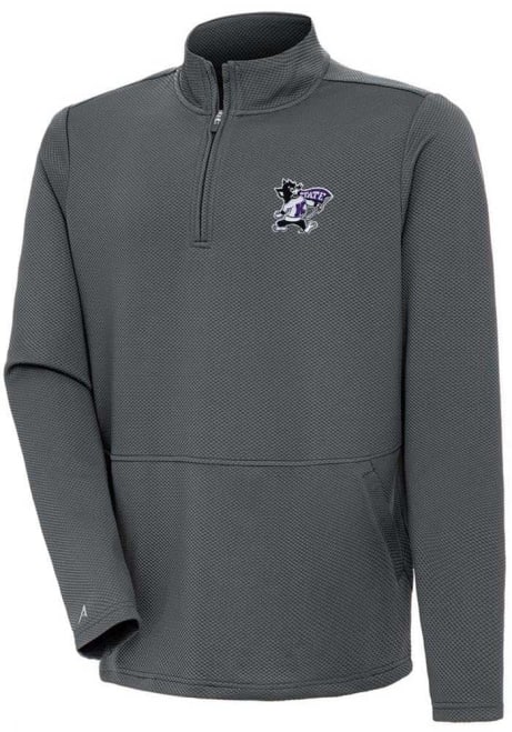 Mens K-State Wildcats Black Antigua Lost Honeycomb Qtr Zip Pullover