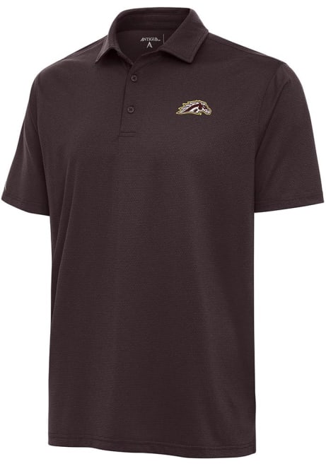 Mens Western Michigan Broncos Brown Antigua Valid Textured Short Sleeve Polo Shirt