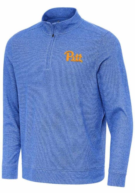 Mens Pitt Panthers Blue Antigua Subtle Buffed Qtr Zip Pullover