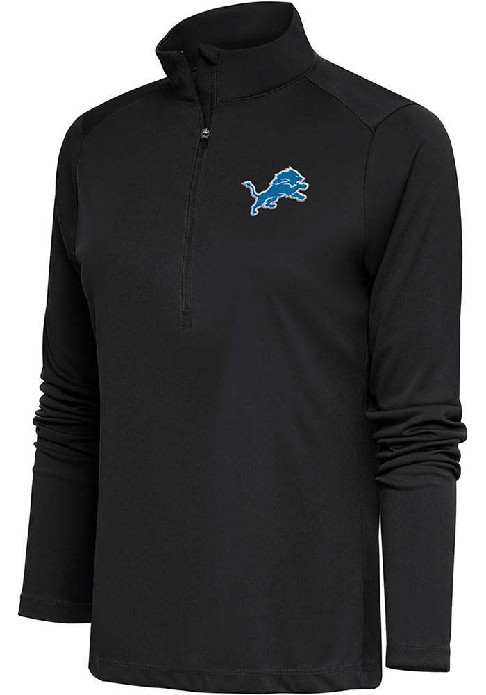 Detroit Lions Antigua Womens GREY Tribute Long Sleeve Qtr Zip
