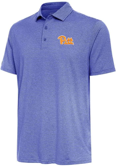 Mens Pitt Panthers Blue Antigua Scheme Short Sleeve Polo Shirt