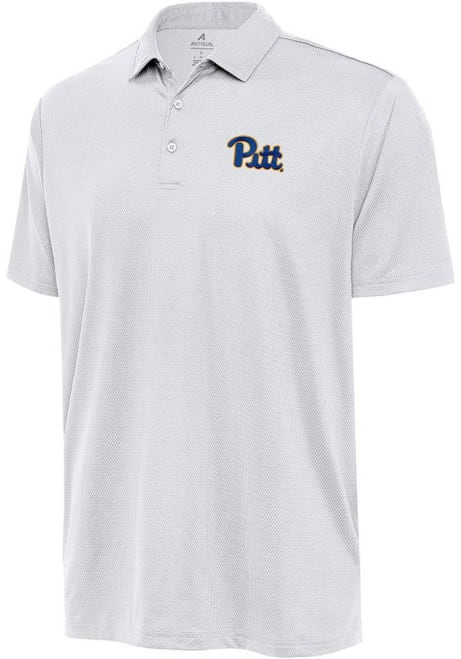 Mens Pitt Panthers White Antigua Ellipse Short Sleeve Polo Shirt