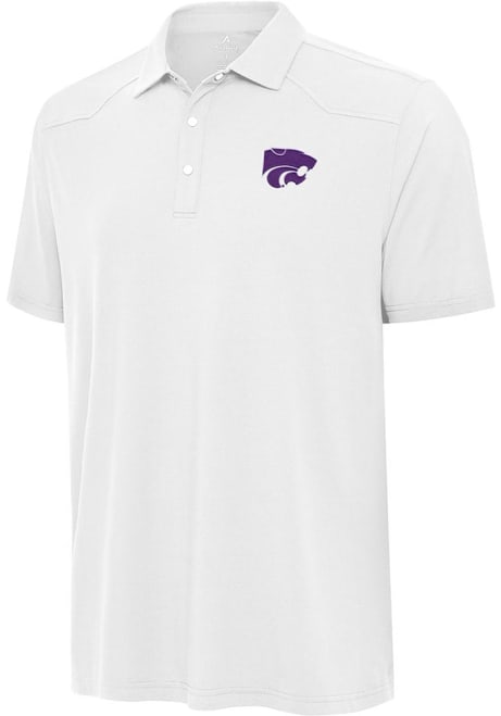 Mens K-State Wildcats White Antigua Western Short Sleeve Polo Shirt