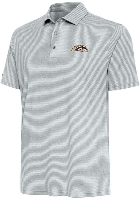 Mens Western Michigan Broncos Grey Antigua Scheme Short Sleeve Polo Shirt