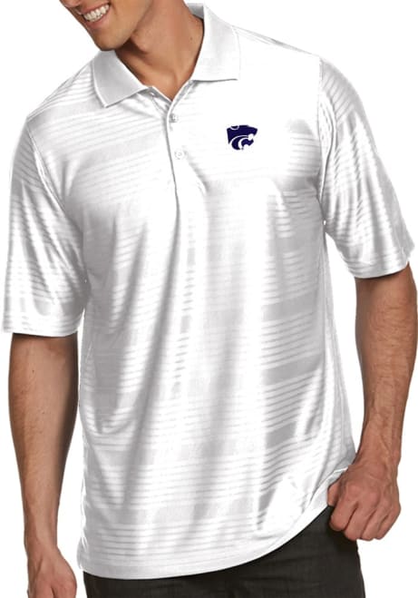 Mens K-State Wildcats White Antigua Illusion Short Sleeve Polo Shirt