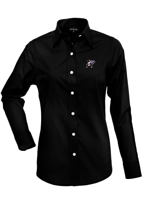 Womens K-State Wildcats Black Antigua Dynasty Long Sleeve Dress Shirt