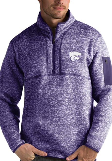 Mens K-State Wildcats Purple Antigua Fortune 1/4 Zip Pullover