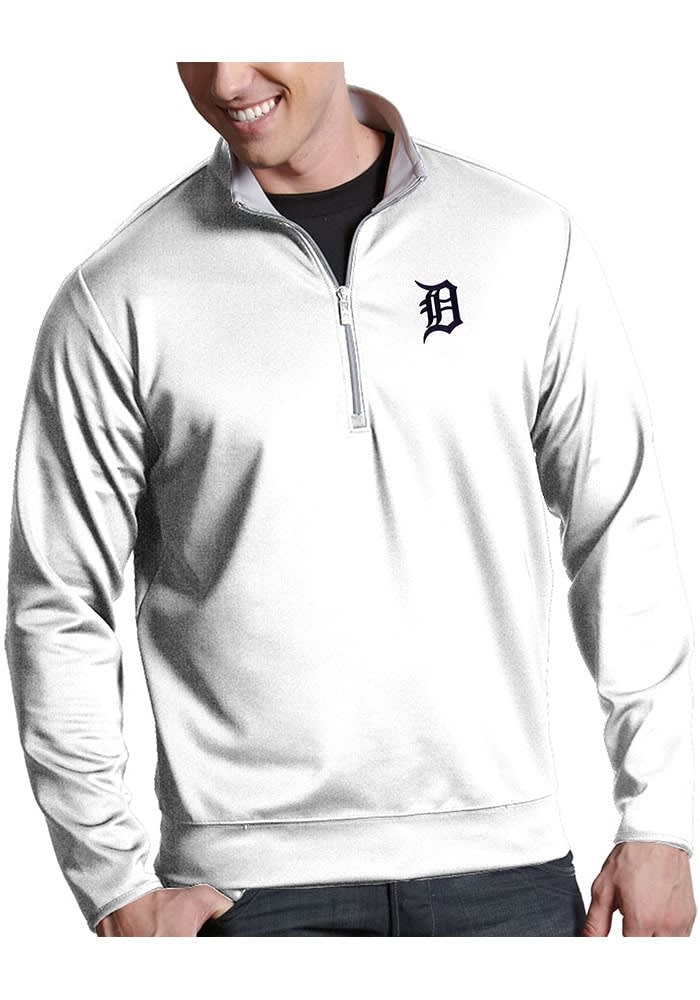 Antigua Detroit Tigers Mens White Leader Long Sleeve 1 4 Zip Pullover